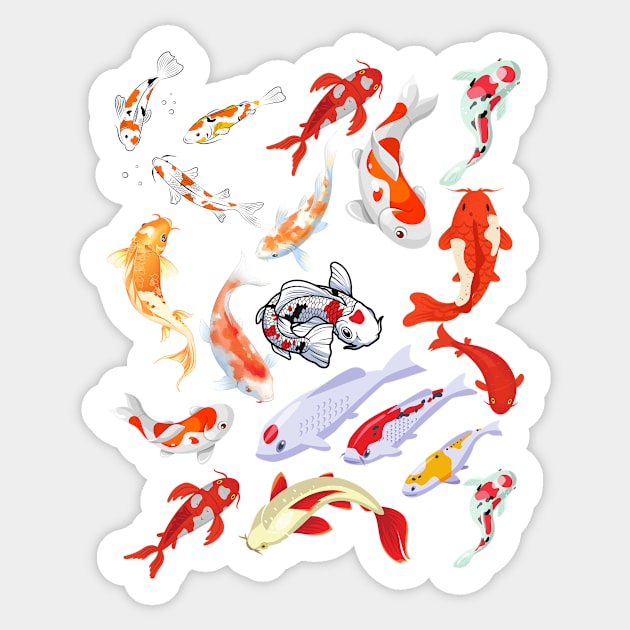 Koi Carp Fish Print Sticker by Abstractdiva